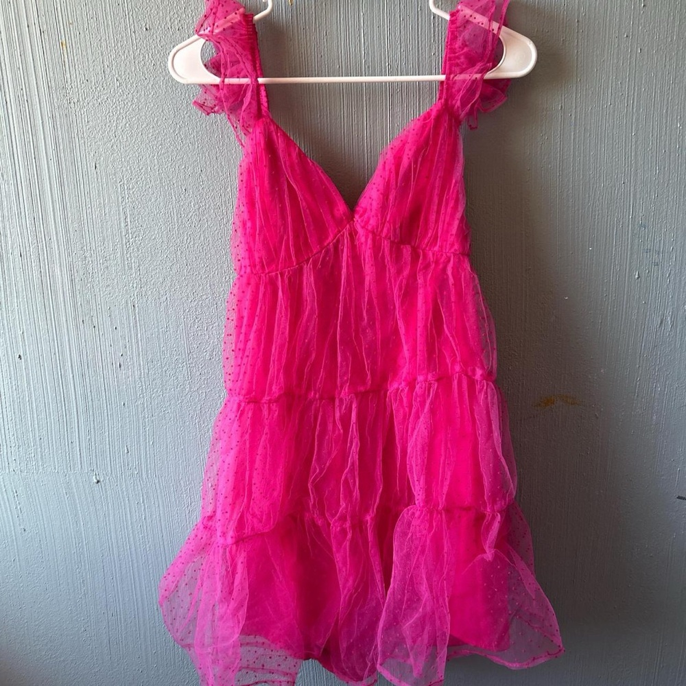 Vibrant Pink Ruffled Dress